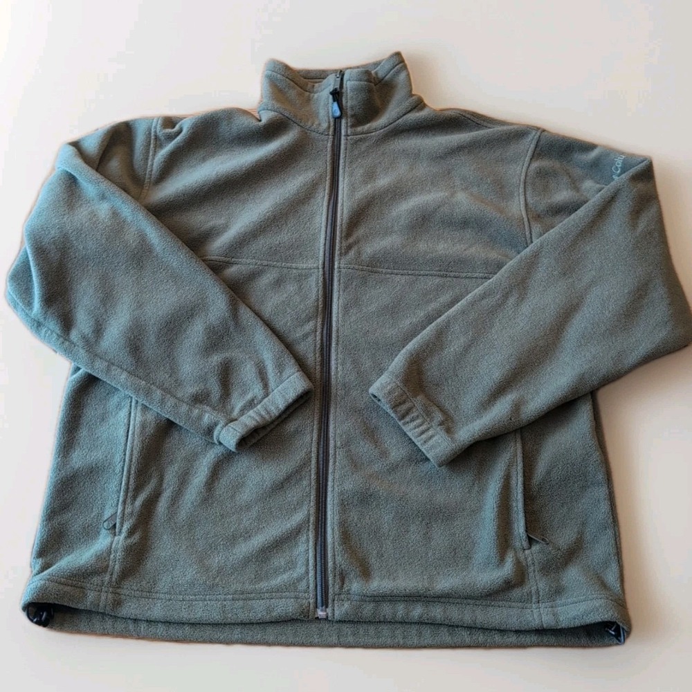 Columbia Jacket Mens Large Olive Green Lightweight Fleece Full Zip Outdoors Warm